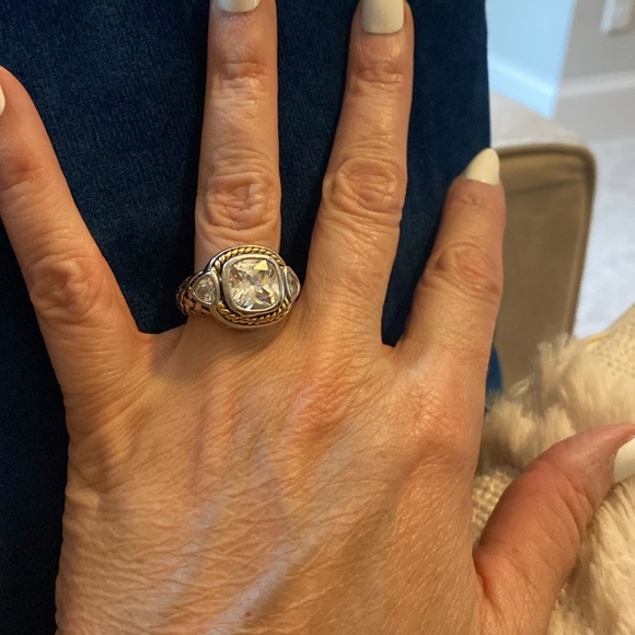 Two Tone CZ Ring Size 8 - Picture 3 of 5